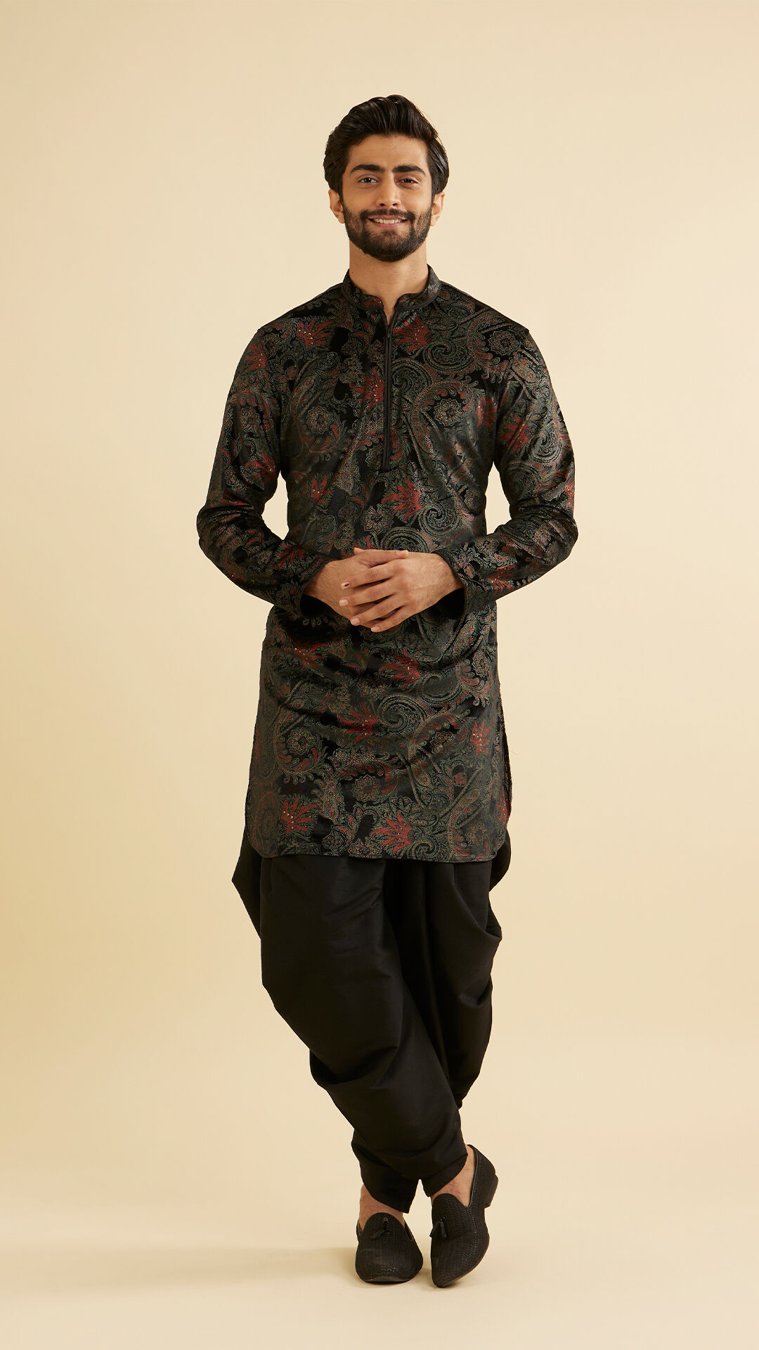 men wearing Black kurta as evening wedding wear